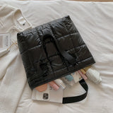 Portable Travel Women Padded Nylon Top-handle Space Bag Handbag