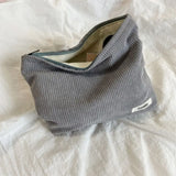 Portable Travel Zipper Clutch Makeup Pouch Corduroy Storage Wash Bag