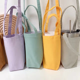 Canvas Water Bottle Holder Bag Solid Milk Tea Travel Storage Cover