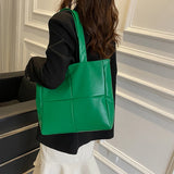 Women Cotton Padded Handbag PU Leather Large Capacity Shoulder Bag