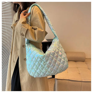Women Cotton Padded Handbag Travel Shoulder Bag