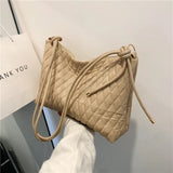 Women Cotton Padded PU Leather Large Capacity Handbag B559