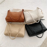Women Cotton Padded PU Leather Large Capacity Handbag B559