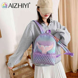 Women Laser Travel Backpack Fish Tail Bookbag