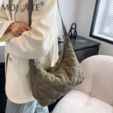 Portable Women Nylon Cotton Padded Shoulder Crossbody Space Bag