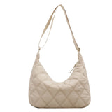 Portable Women Nylon Cotton Padded Shoulder Crossbody Space Bag