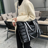 Portable Women Space Padded Nylon Messenger Tote Bag Autumn Winter Solid Large C