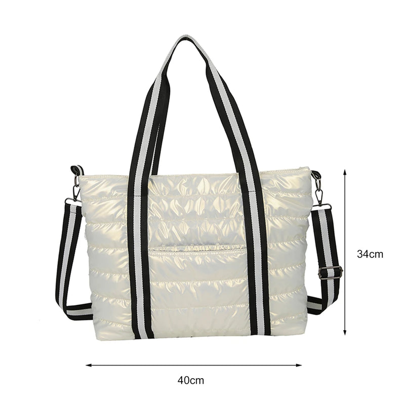 Portable Women Space Padded Nylon Messenger Tote Bag Autumn Winter Solid Large C