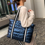 Portable Women Space Padded Nylon Messenger Tote Bag Autumn Winter Solid Large C