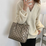 Women Padded Nylon Messenger Tote Bag Solid Large Capacity Zipper Top-handle