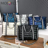 Portable Women Space Padded Nylon Messenger Tote Bag Autumn Winter Solid Large C