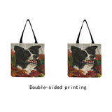 Portable Women's Beach Bag High Capacity Cartoon Animal Dog Print Tote Bag