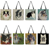 Portable Women's Beach Bag High Capacity Cartoon Animal Dog Print Tote Bag