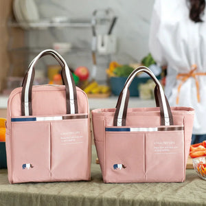 Portable Women's Thermal Lunch Bag Insulated Lunch Box Waterproof Picnic Tote