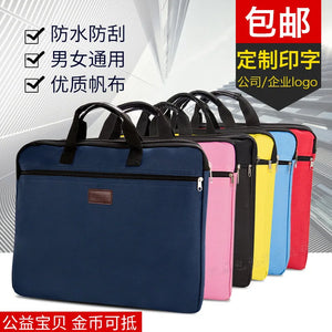Canvas A4 Zipper Bag Office Briefcase Large Capacity Multi-layer Information Bag