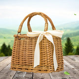 Handwoven Straw Rattan Shoulder Bag, Casual Small Square Handbag