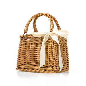 Handwoven Straw Rattan Shoulder Bag, Casual Small Square Handbag