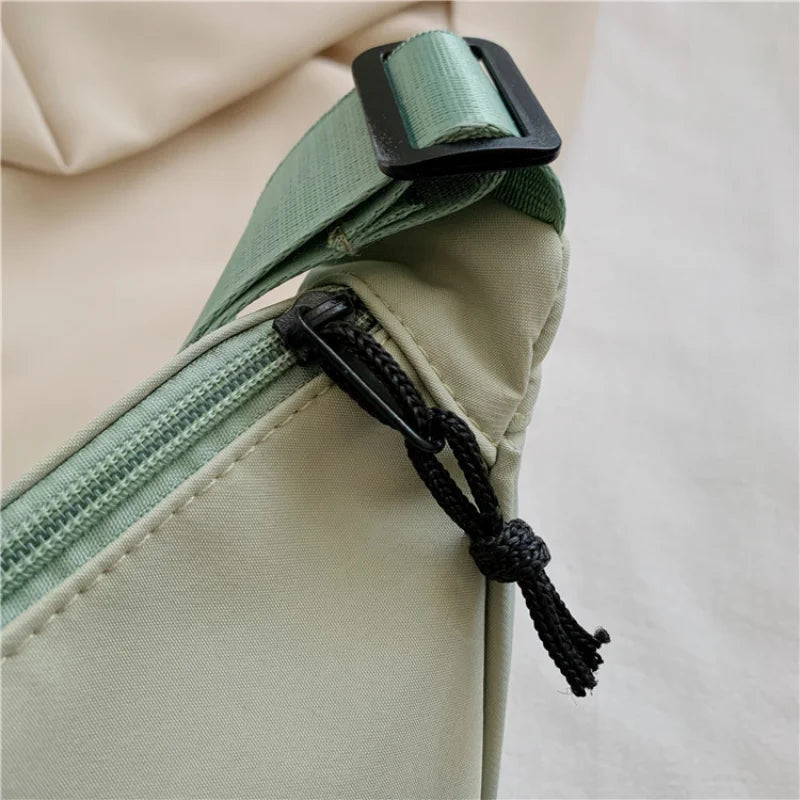 Nylon Messenger Crossbody Bag for Women Solid Color Dumpling Bag