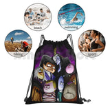 Kids Halloween Portrait Backpack Drawstring Bag