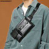Men Waist Purse Leather Chest Bag Fanny Pack Shoulder Crossbody Waist Bag