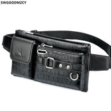 Men Waist Purse Leather Chest Bag Fanny Pack Shoulder Crossbody Waist Bag