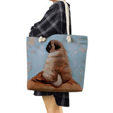 Eco Foldable Pug Dog Print Shopping Bag High Capacity Tote
