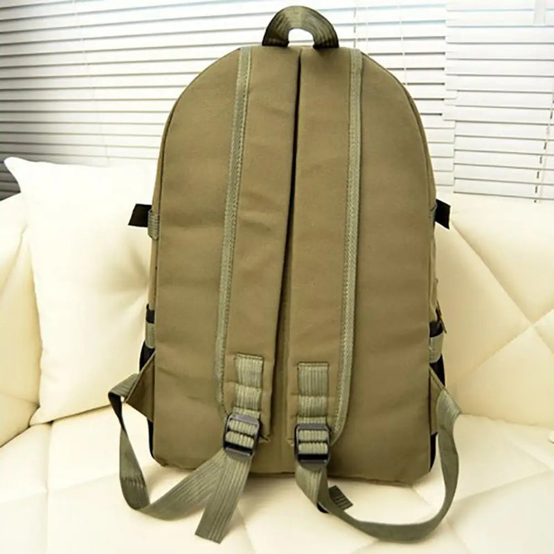 Practical Travel Backpack Portable Solid Rucksack Canvas Laptop Bag