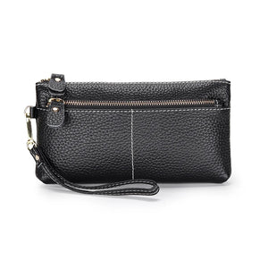 100% Leather Women Clutch Wallet Long Zipper Purse For Female