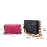 Quilted Leather Shoulder Bag with Thick Chain - Gold