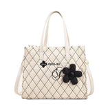 Women's Plaid Flower Handbag Crossbody Shoulder Bag Tote