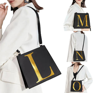 Golden Letters Initial Name Pattern Messenger Bag