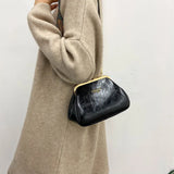 Retro Leather Women Handbag Wide Shoulder Strap Crossbody Bag