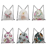 Preppy Kids Drawstring Backpack Floral Butterfly Print School Bag