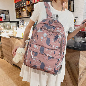 Preppy Printing Backpack Women High Student School Bag for Teenage Girls