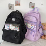 Preppy Purple Women Backpack Waterproof Nylon Female Schoolbag