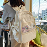 Preppy Purple Women Backpack Waterproof Nylon Female Schoolbag