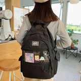 Preppy Purple Women Backpack Waterproof Nylon Female Schoolbag