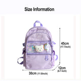 Preppy Purple Women Backpack Waterproof Nylon Female Schoolbag