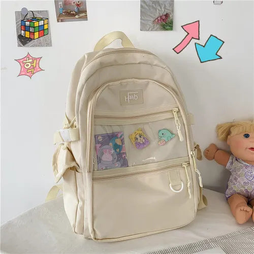 Preppy Purple Women Backpack Waterproof Nylon Female Schoolbag