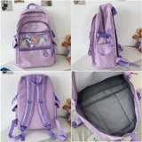 Preppy Purple Women Backpack Waterproof Nylon Female Schoolbag