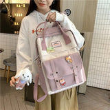 Preppy Retro Panelled Women Backpack Japanese Harajuku Student School Bags