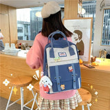 Preppy Retro Panelled Women Backpack Japanese Harajuku Student School Bags