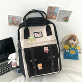 Preppy Retro Panelled Women Backpack Japanese Harajuku Student School Bags