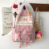 Preppy Retro Panelled Women Backpack Japanese Harajuku Student School Bags