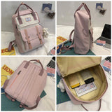 Preppy Retro Panelled Women Backpack Japanese Harajuku Student School Bags