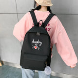 Preppy Style Canvas 4Pcs/Set Solid Backpack Anti Theft Rucksack