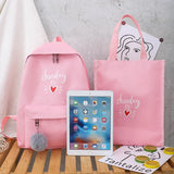 Preppy Style Canvas 4Pcs/Set Solid Backpack Anti Theft Rucksack