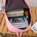 Preppy Style Canvas 4Pcs/Set Solid Backpack Anti Theft Rucksack