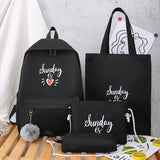 Preppy Style Canvas 4Pcs/Set Solid Backpack Anti Theft Rucksack