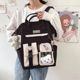 Preppy Style Canvas Backpack Large Capacity School Bag